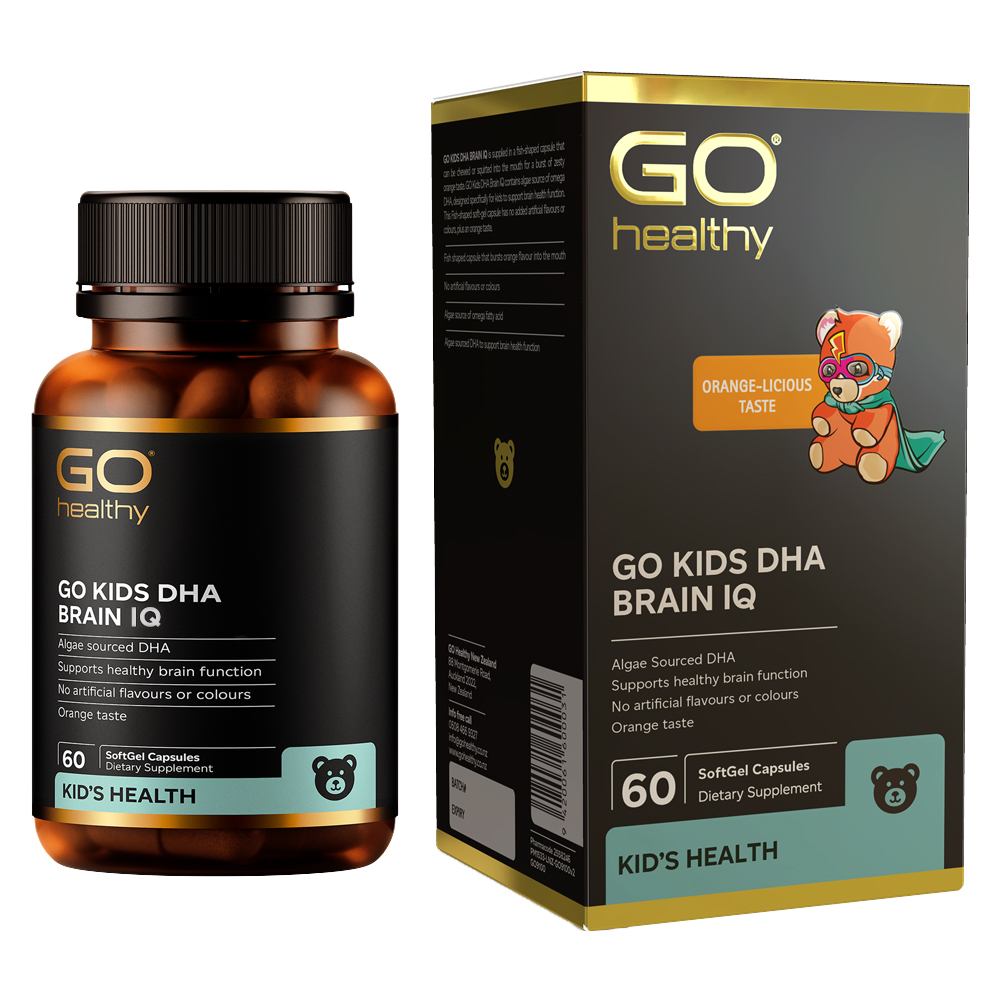 Viên bổ sung DHA cho bé GO KIDS DHA BRAIN IQ 60 viên hỗ trợ tăng cường sức khỏe não bộ; phát triển thị giác, đặc biệt với trẻ cận thị, loạn thị