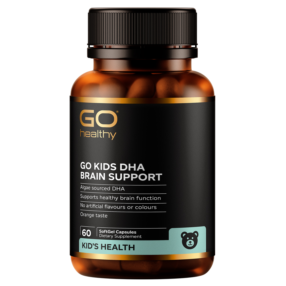 Viên bổ sung DHA cho bé GO KIDS DHA BRAIN IQ ( Hộp 60 viên) -DHA từ tảo biển hỗ trợ tăng cường sức khỏe não bộ; phát triển thị giác, đặc biệt với trẻ cận thị, loạn thị
