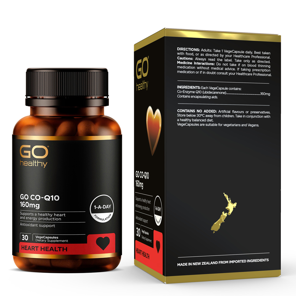 Viên uống bổ tim nhập khẩu chính hãng GO Healthy New Zealand GO CO Q10 160mg 30 viên giảm quá trình lão hóa tim mạch, giảm nguy cơ tai biến tim mạch, giảm cholesterol máu, điều hòa huyết áp, tăng miễn dịch và giúp cơ thể khỏe mạnh