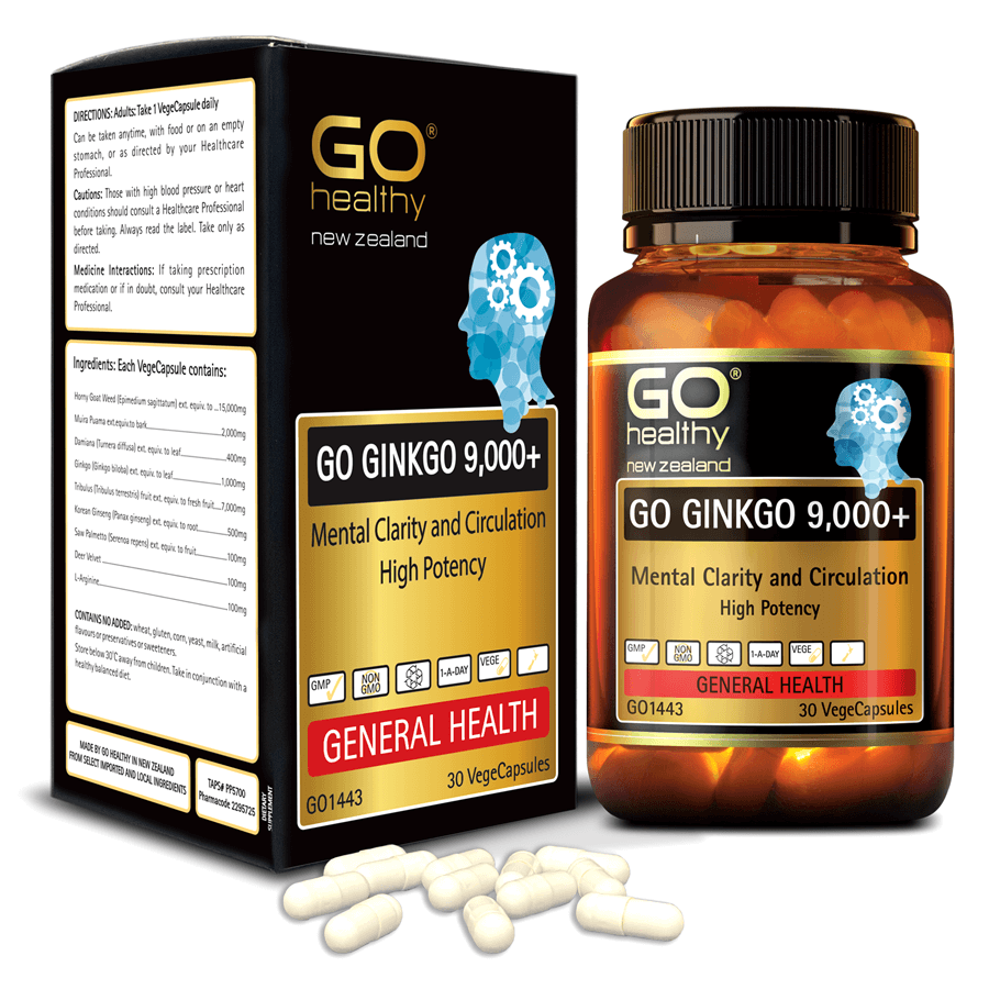 Viên uống bổ não nhập khẩu chính hãng New Zealand GO GINKGO 9000+ (30 viên) hỗ trợ tăng cường tuần hoàn não, cải thiện trí nhớ, tăng khả năng tập trung