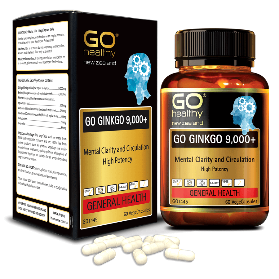 Viên uống bổ não nhập khẩu chính hãng New Zealand GO GINKGO 9000+ 60 viên) hỗ trợ tăng cường tuần hoàn não, cải thiện trí nhớ, tăng khả năng tập trung