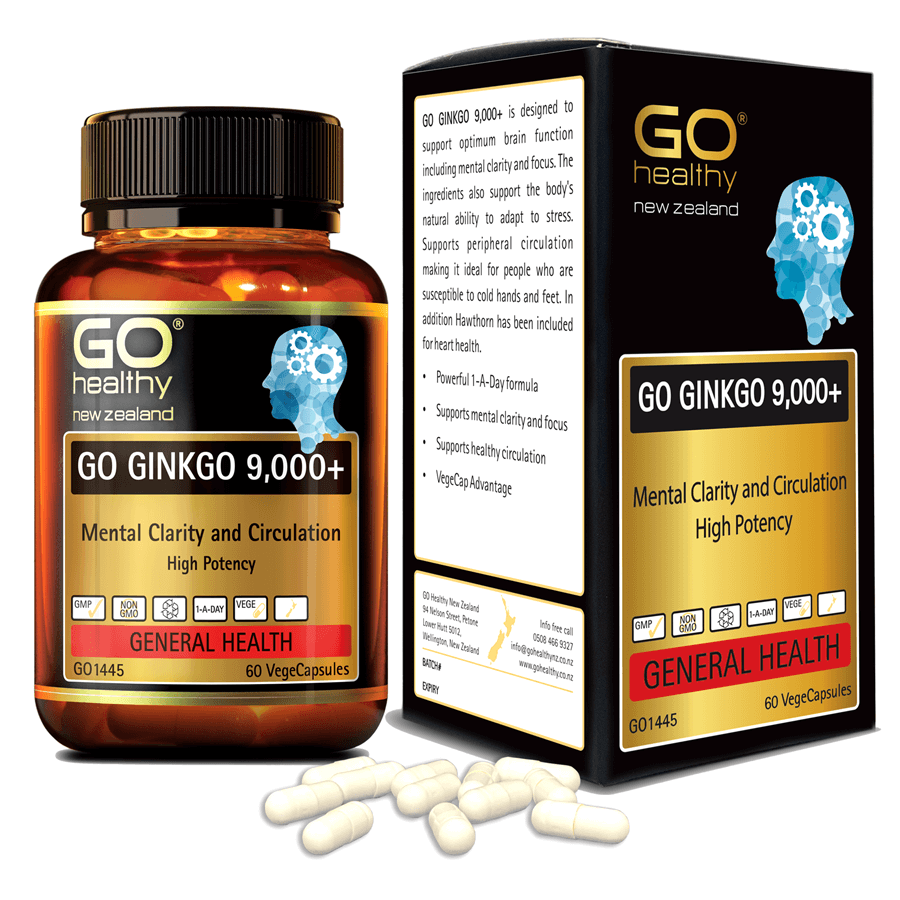 Viên uống bổ não nhập khẩu chính hãng New Zealand GO GINKGO 9000+ 60 viên) hỗ trợ tăng cường tuần hoàn não, cải thiện trí nhớ, tăng khả năng tập trung