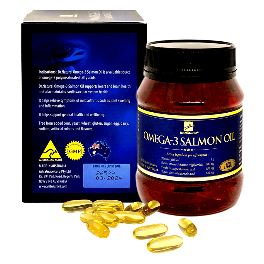 Viên uống Omega 3 cá Hồi nhập khẩu chính hãng Úc Dr Natural Omega3 Salmon Oil