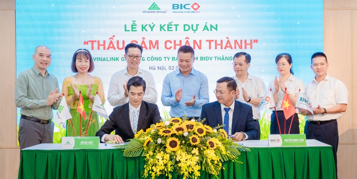 Lễ ký kết dự án “Thấu cảm Chân thành” giữa Vinalink Group và Bảo hiểm BIDV Thăng Long