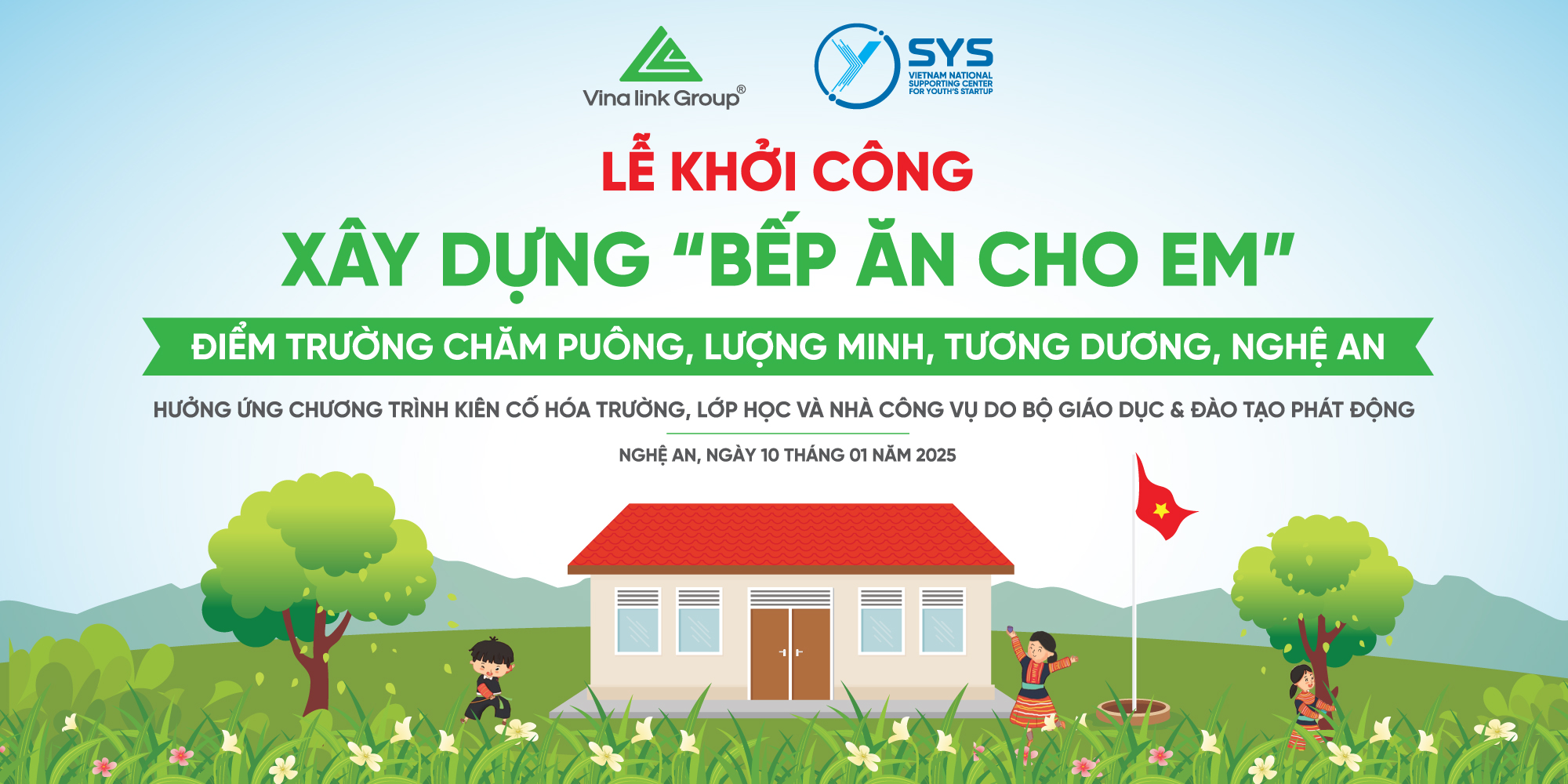 Khởi công Bếp ăn Chăm Puông, Lượng Minh, Tương Dương, Nghệ An