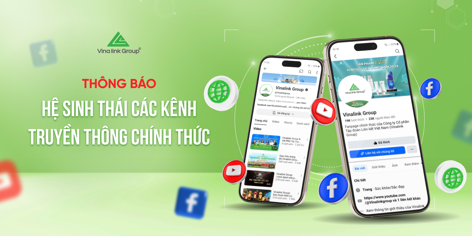 Thông báo Hệ sinh thái các kênh truyền thông chính thức của Vinalink Group