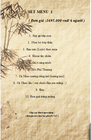 Thực đơn 1