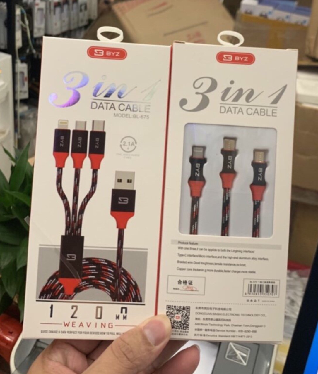 Cáp sạc BYZ 3 đầu dây dù chính hãng - lf4 giá sỉ và lẻ rẻ nhất Cáp sạc BYZ 3 đầu dây dù chính hãng - lf4 giá sỉ và lẻ rẻ nhất