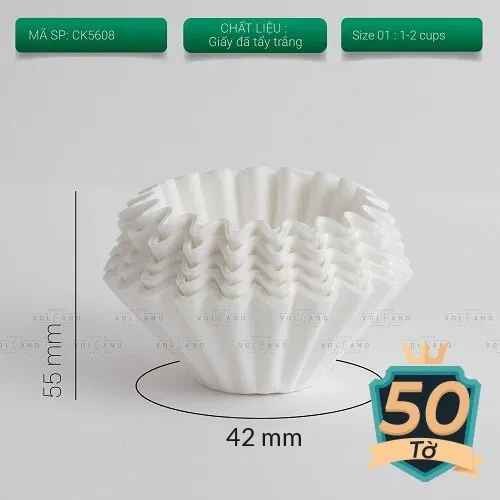 Kích thước giấy lọc Wave CAFE DE KONA cỡ 155 mã CK5608 cao 55mm đáy 42mm