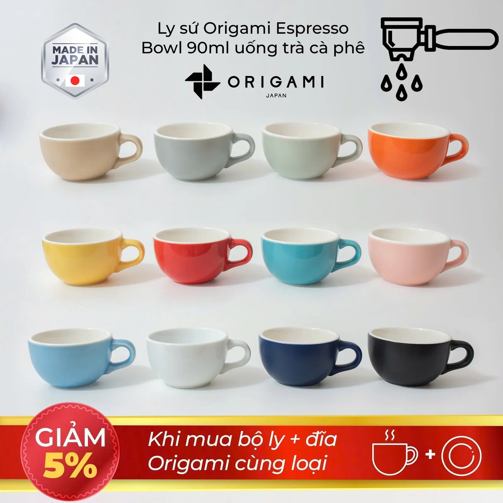 New 2024 Ly sứ Origami Espresso Bowl 90ml uống trà cà phê