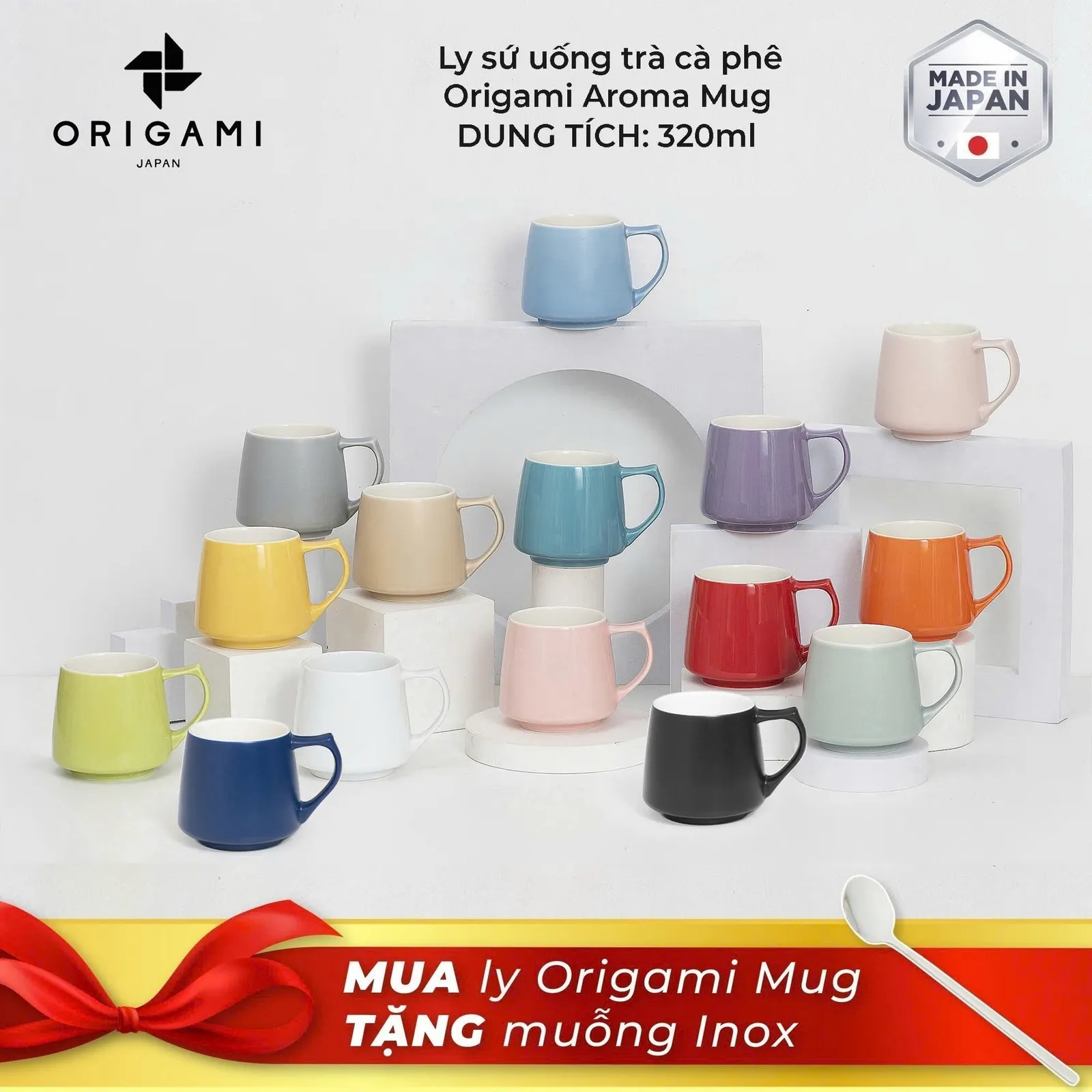 Ly sứ uống trà cà phê Origami Aroma Mug 320ml