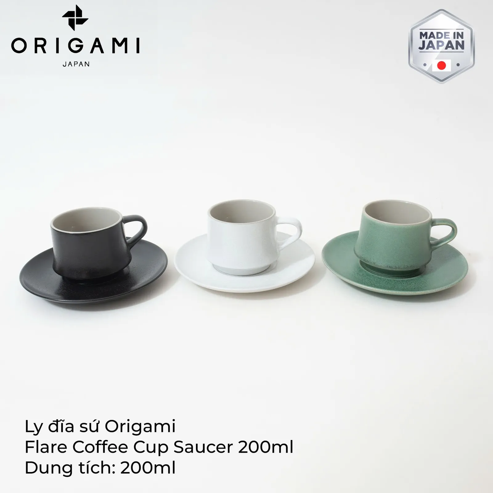 Ly đĩa sứ ORIGAMI Flare Coffee Cup Saucer 200ml