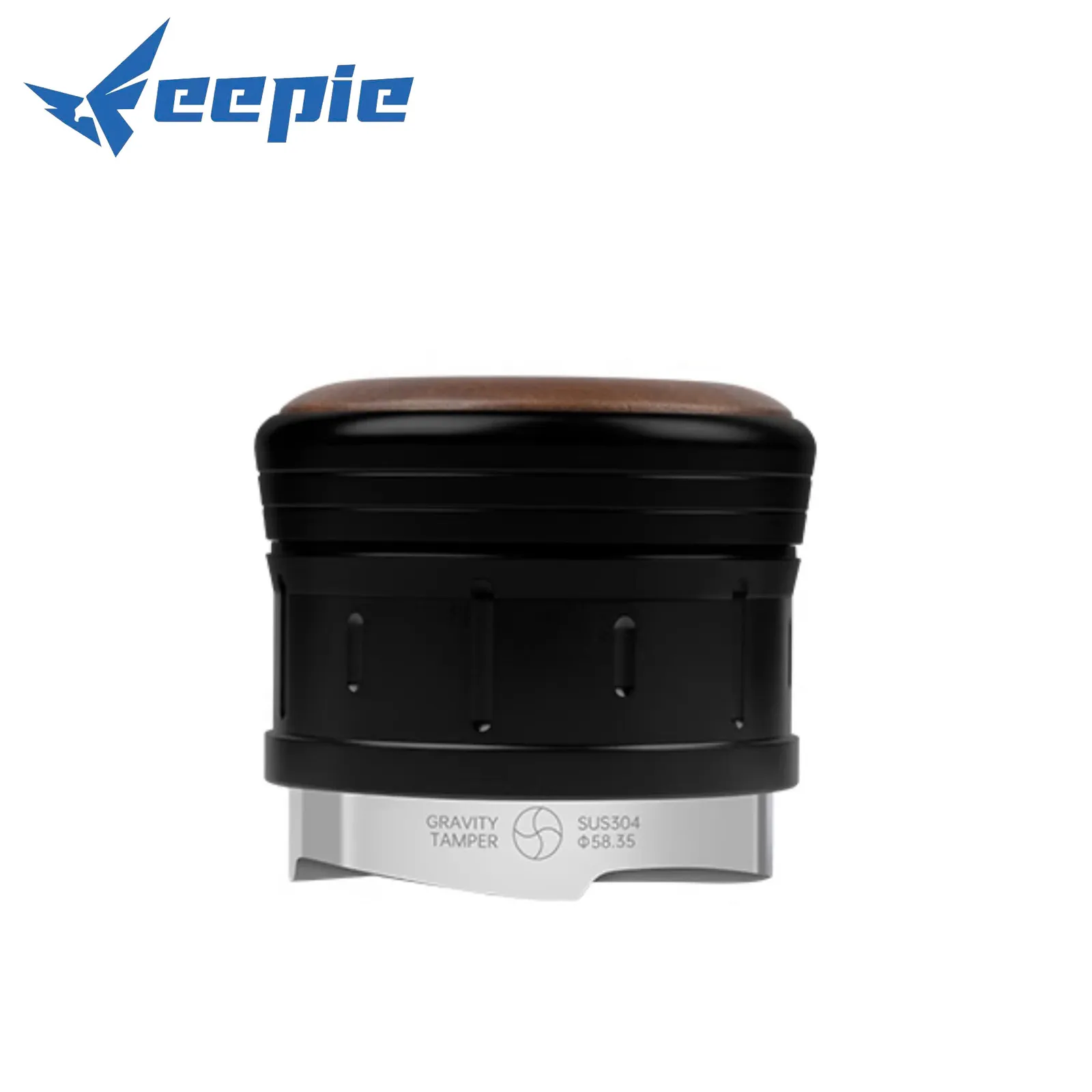 OCD Feepie Wood Charm BFQ-XF-5835BK mặt gỗ óc chó thân hợp kim nhôm đen trên nền trắng