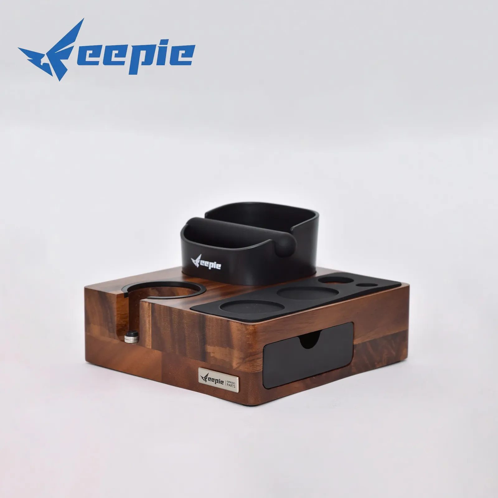 Bàn đế nén cà phê Feepie YFZ-5560HTM-DGL gỗ óc chó Nam Mỹ với hộp đập bã đen và ngăn kéo