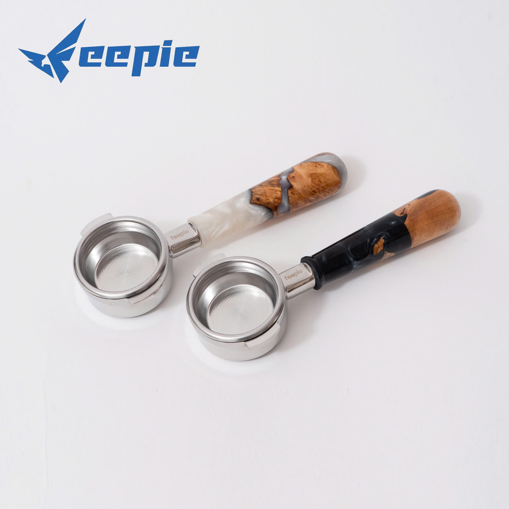 Tay cầm espresso không đáy vân gỗ tư nhiên FEEPIE