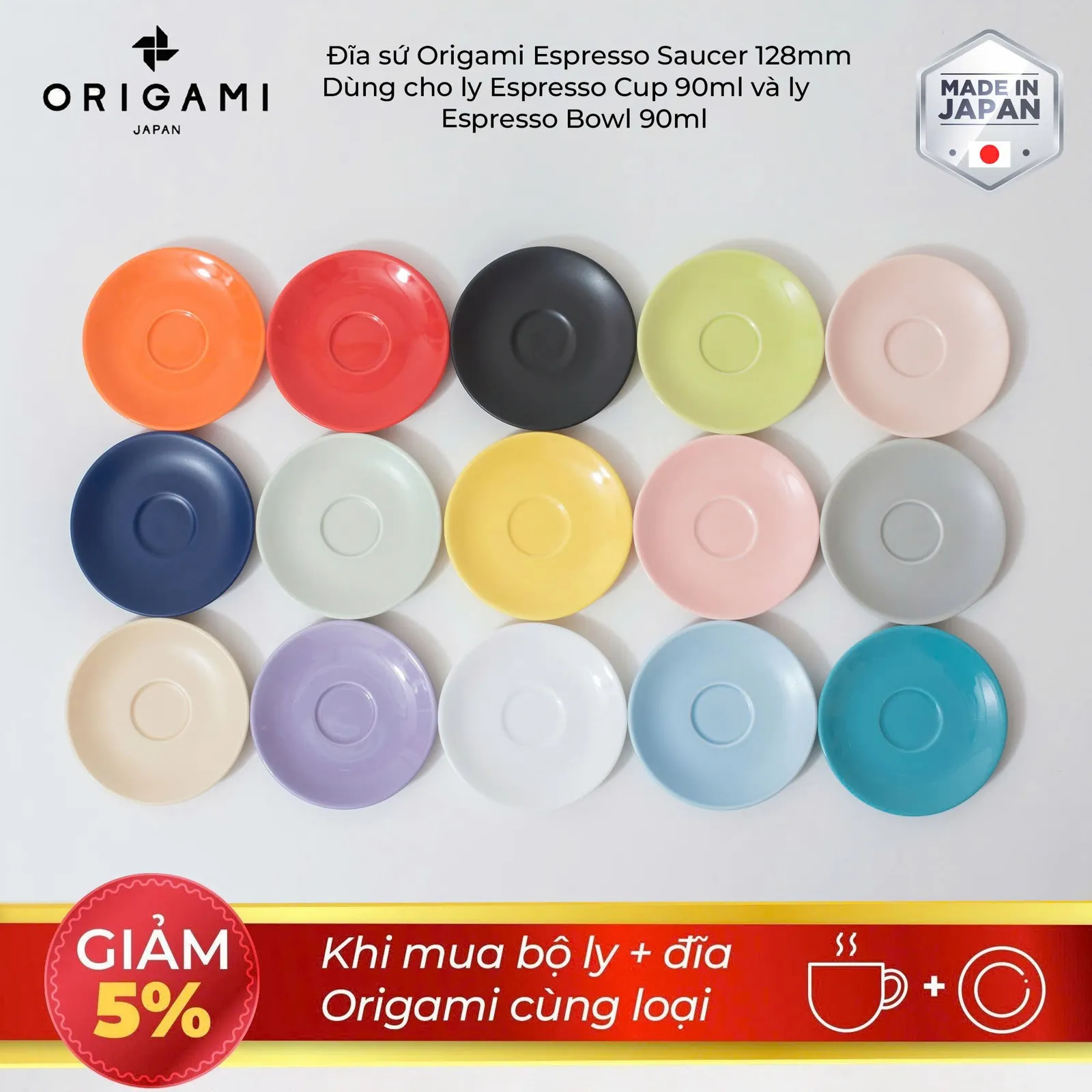 Đĩa sứ Origami Espresso Saucer 128mm