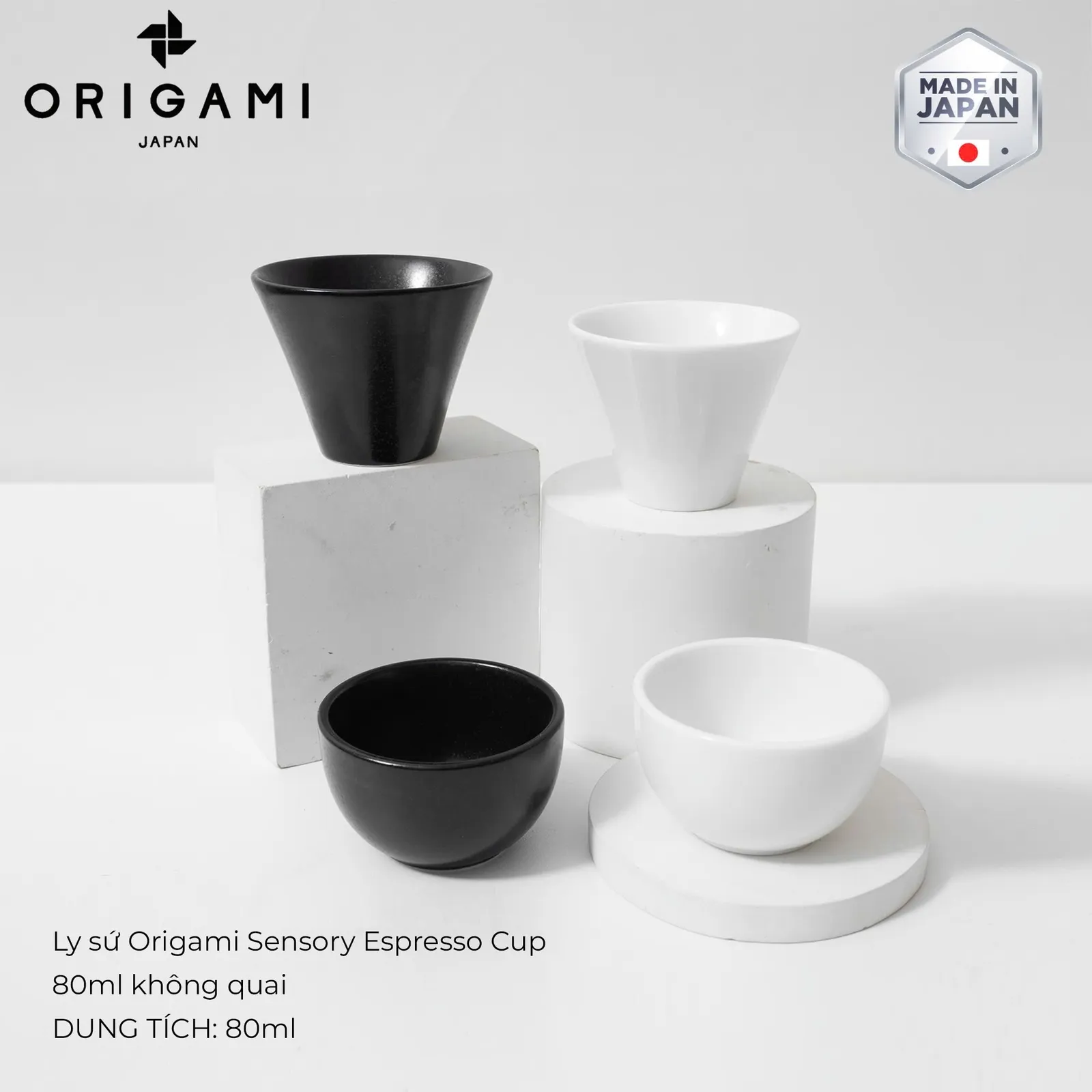 Ly sứ ORIGAMI Sensory Espresso Cup 80ml không quai
