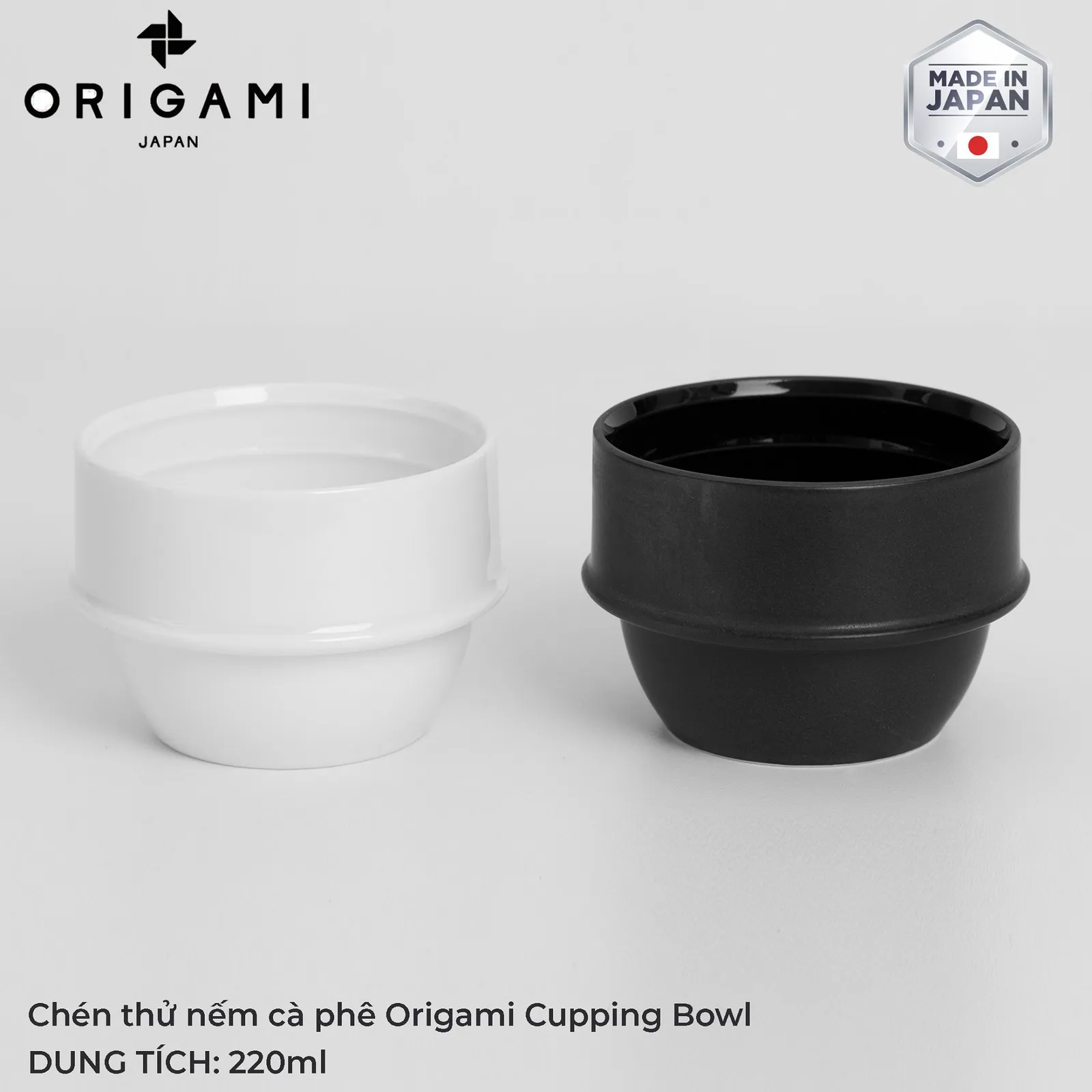 Chén cupping Origami Cupping Bowl 200ml màu trắng và đen