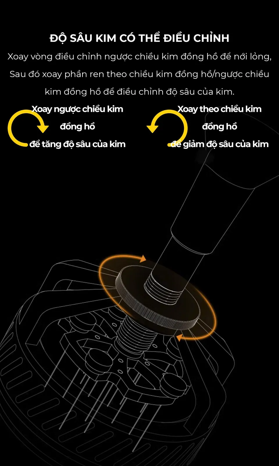 Cơ chế xoay vòng điều chỉnh độ sâu kim của Feepie THOR