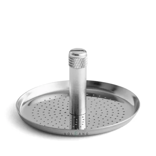 Đĩa nén phin cà phê inox có trục ren xoáy ở giữa nhìn từ trên xuống