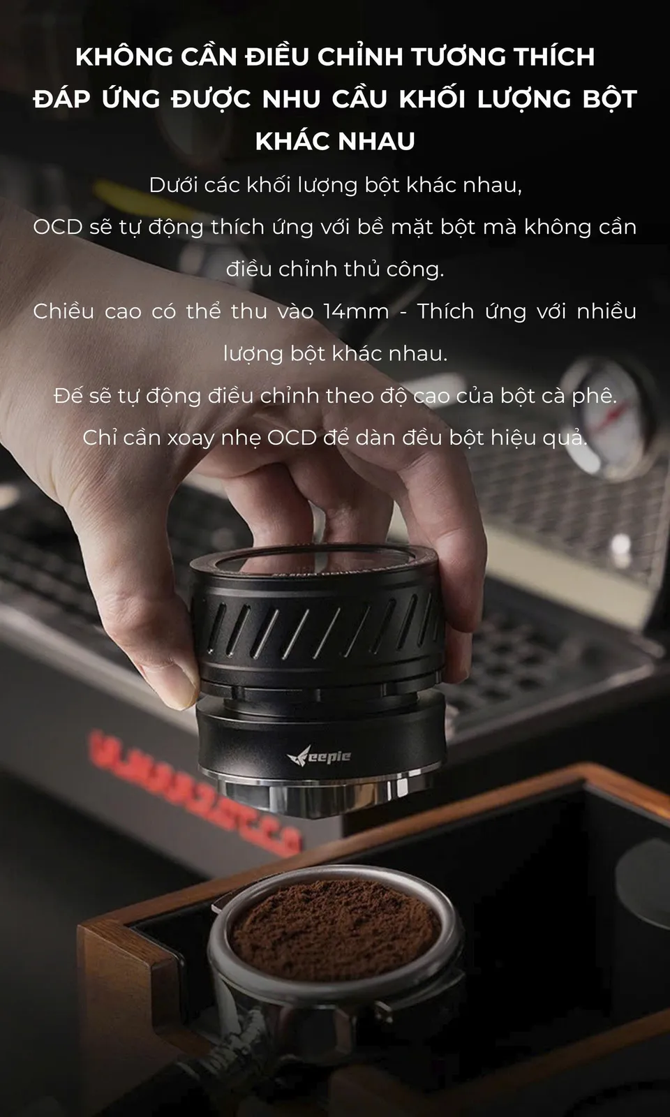 OCD Feepie THOR không cần điều chỉnh tương thích, đế tự thu vào 14mm theo lượng bột khác nhau