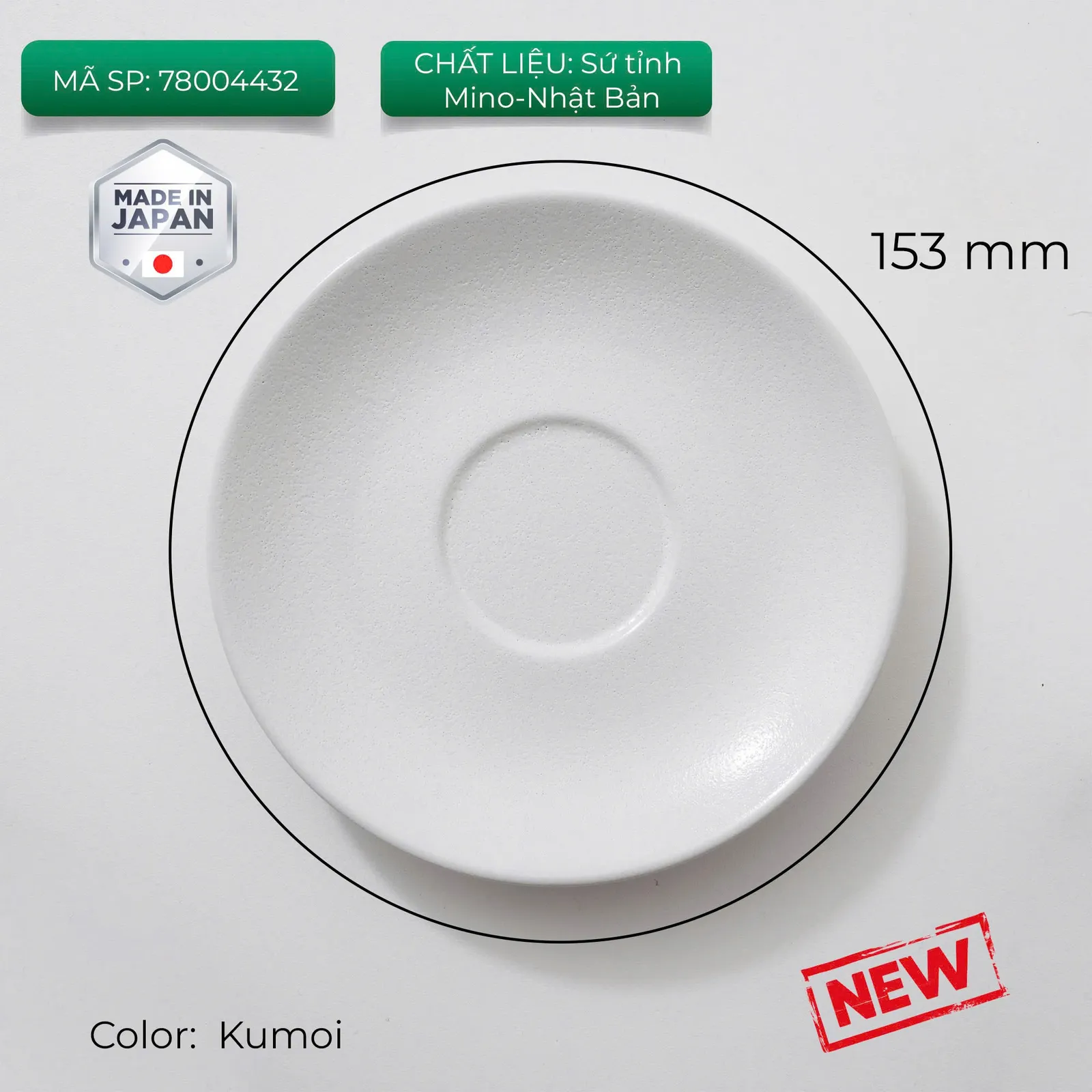 Đĩa lót sứ Origami màu Kumoi đường kính 153mm