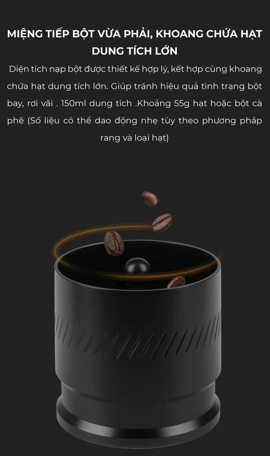 Dosing cup Feepie THOR miệng tiếp bột rộng, khoang chứa hạt dung tích lớn