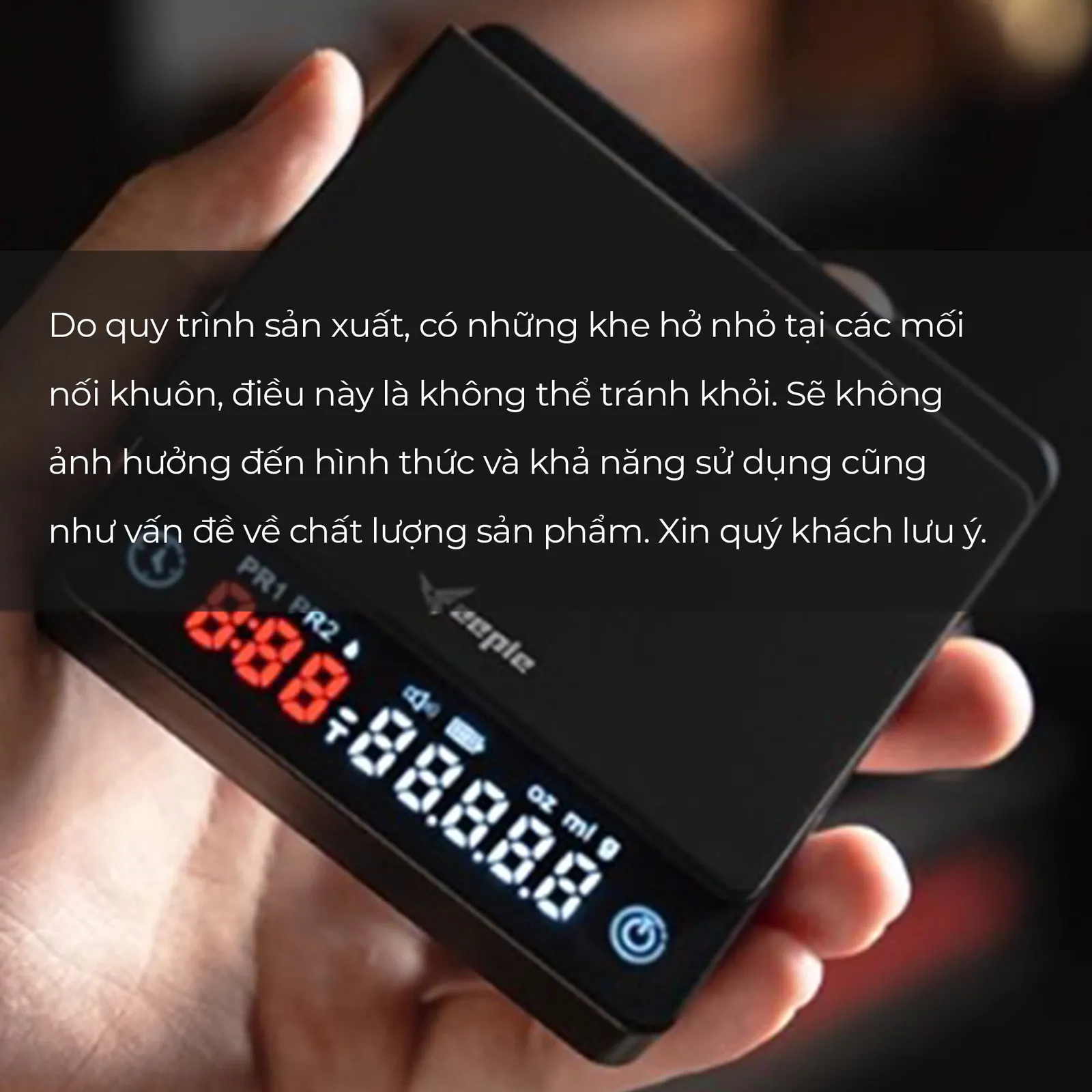 Lưu ý khe hở nhỏ tại mối nối khuôn trên cân điện tử Feepie do quy trình sản xuất, không ảnh hưởng sử dụng