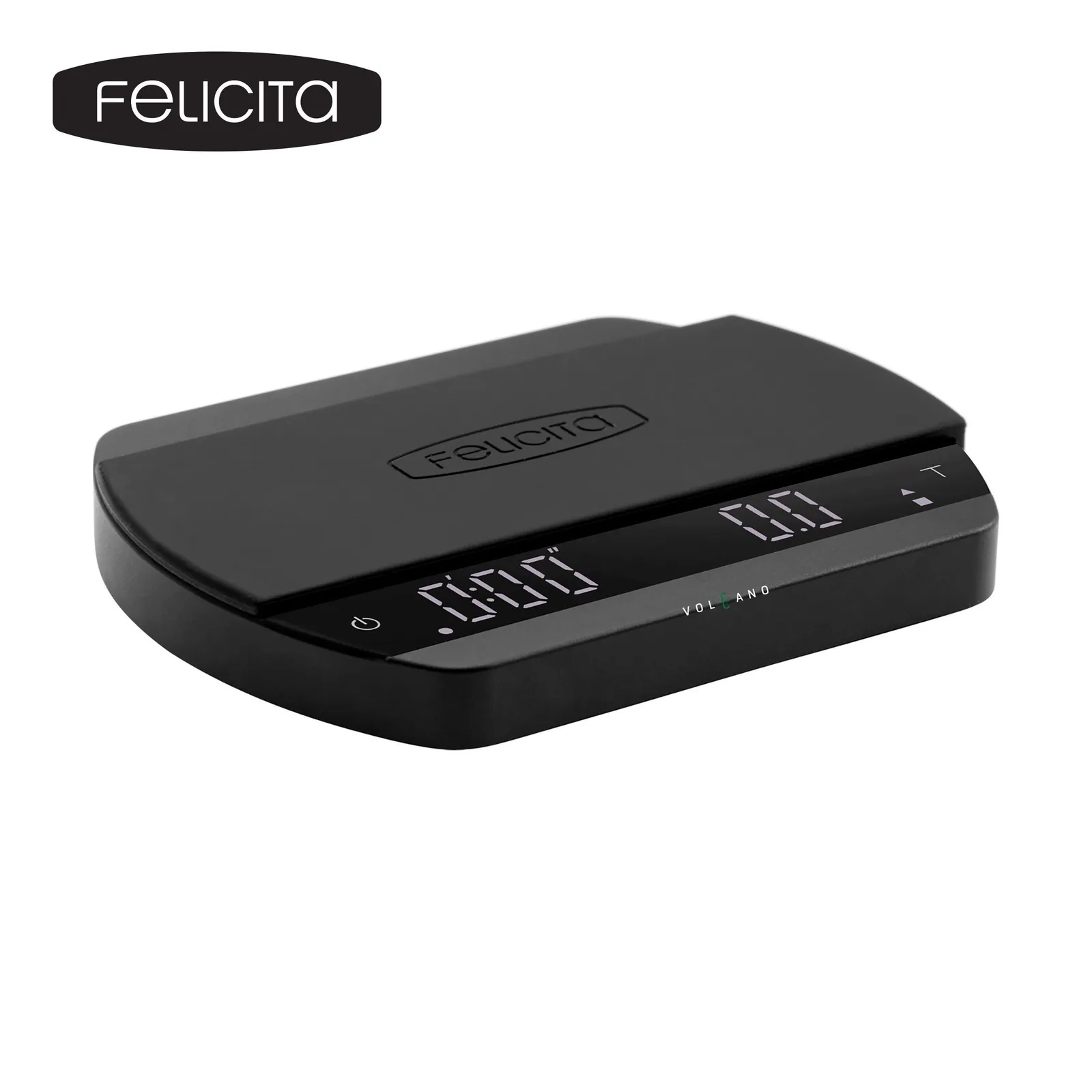 Cân điện tử Felicita Arc ARC01 màu đen chụp nghiêng thấy màn hình LED