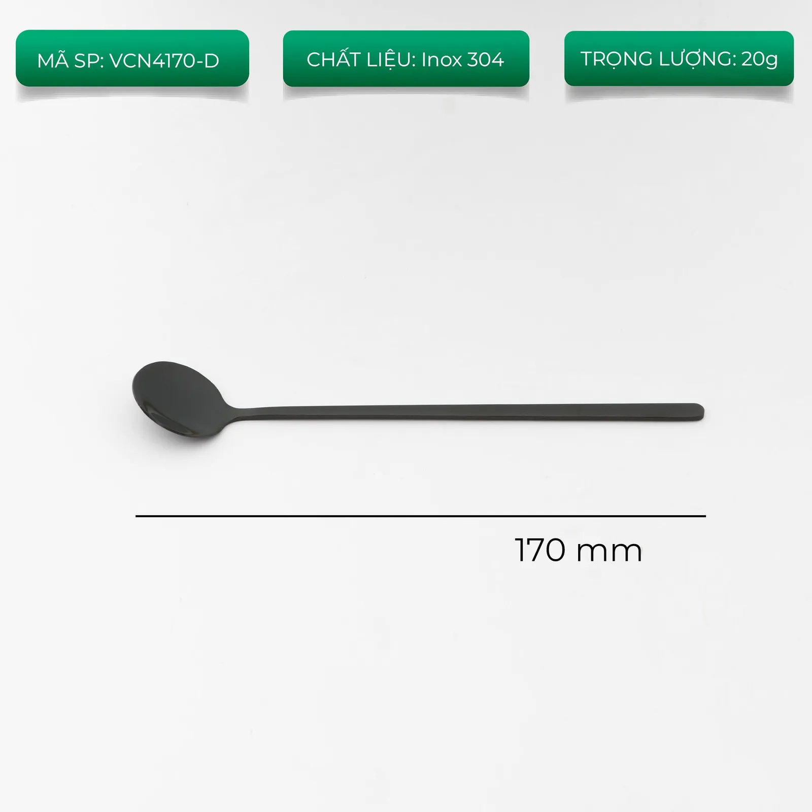 Muỗng cà phê inox 17cm bốn màu bạc đen vàng đồng ảnh 3