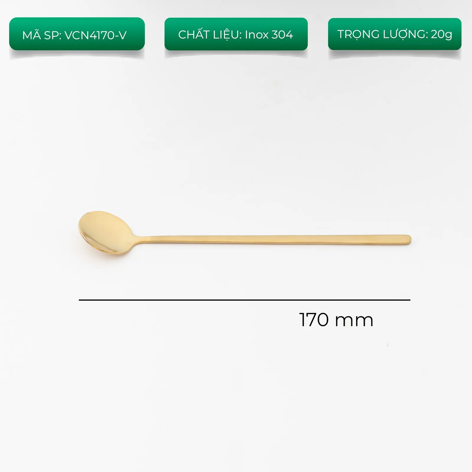 Muỗng cà phê inox 17cm bốn màu bạc đen vàng đồng ảnh 4