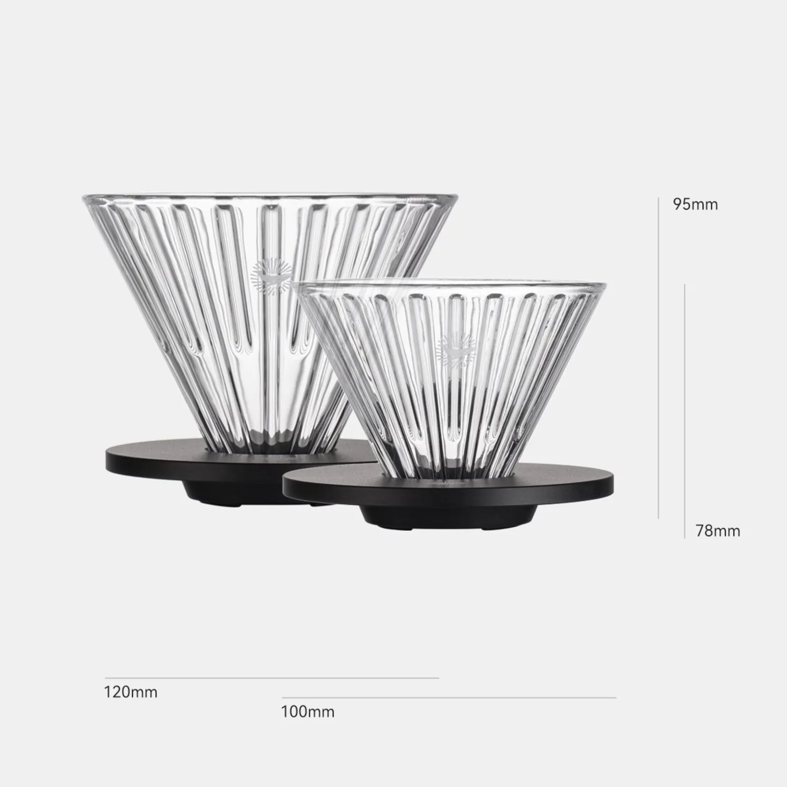 So sánh kích thước phễu V60 CAFE DE KONA size 01 78mm và size 02 95mm