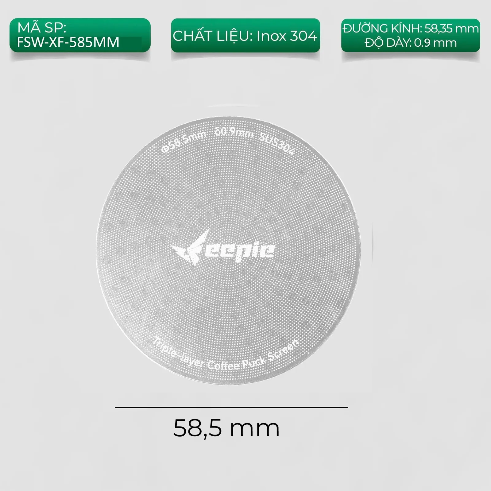 Lưới lọc chia nước Feepie FSW-XF-585MM inox 304 đường kính 58,5mm dày 0,9mm