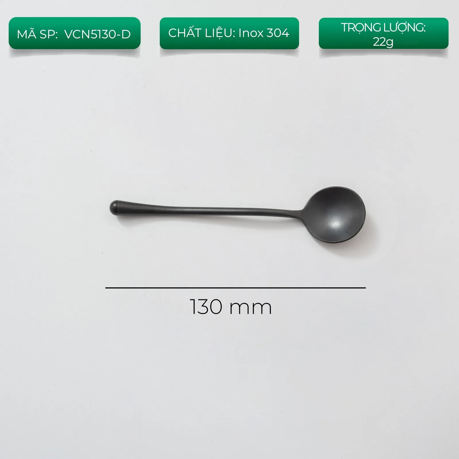 Muỗng cà phê inox sơn nhám 13cm bốn màu bạc đen vàng đồng ảnh 2