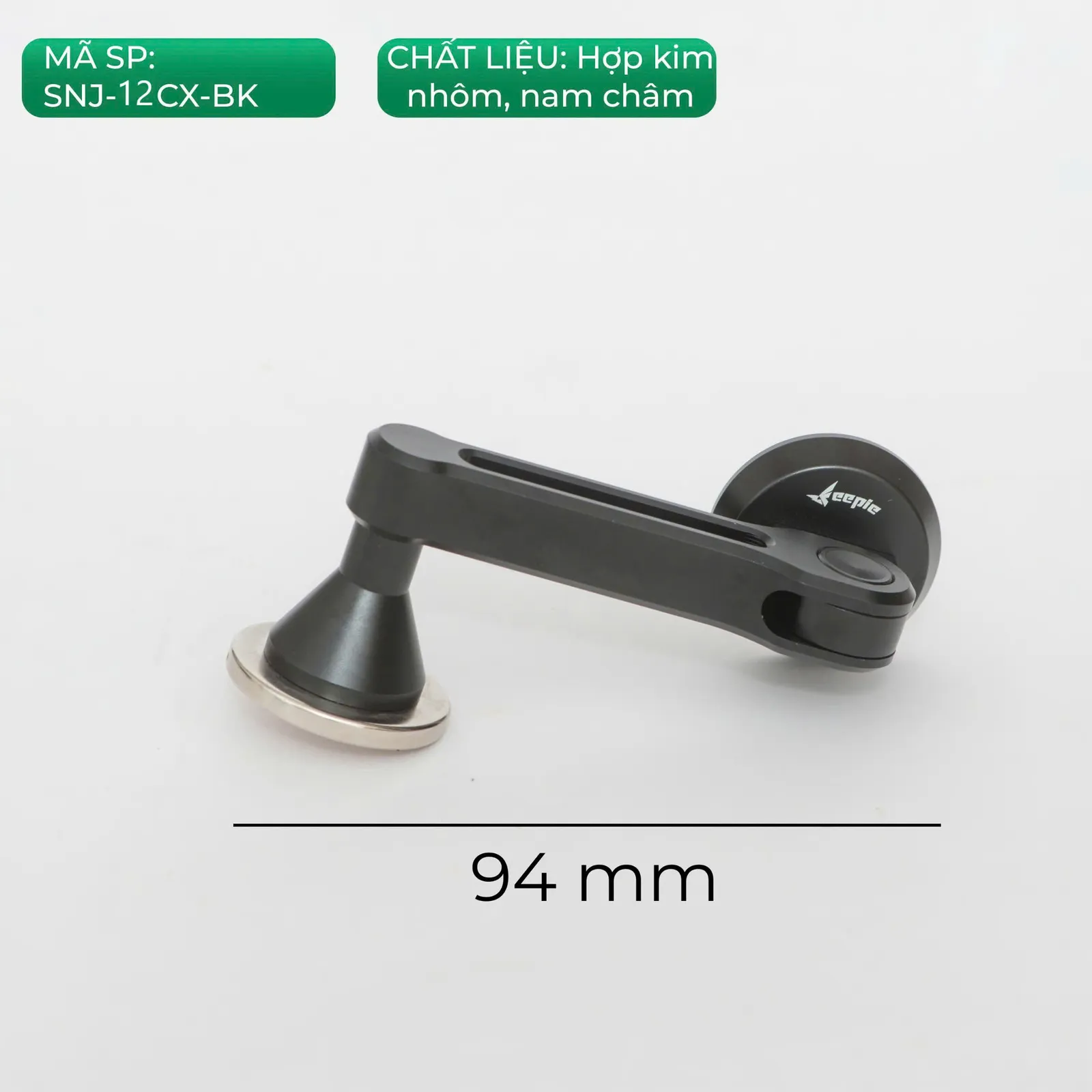 Kích thước tay nam châm Feepie SNJ-12CX-BK: dài 94mm, hợp kim nhôm và nam châm