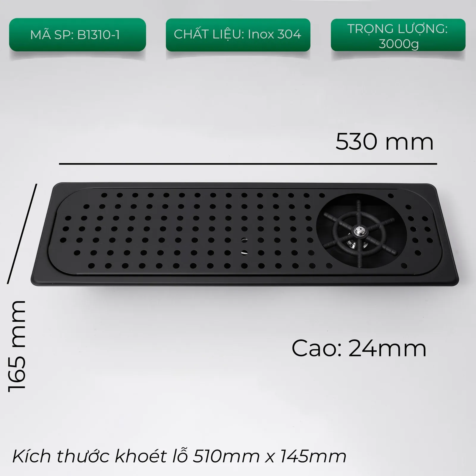 Hai dây cấp nước inox bện kèm theo khay rửa ca ly quầy bar âm sàn inox 304 mã B1310