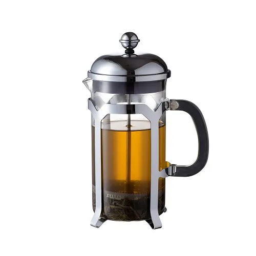 Bình French Press khung inox đựng nước trà màu vàng hổ phách