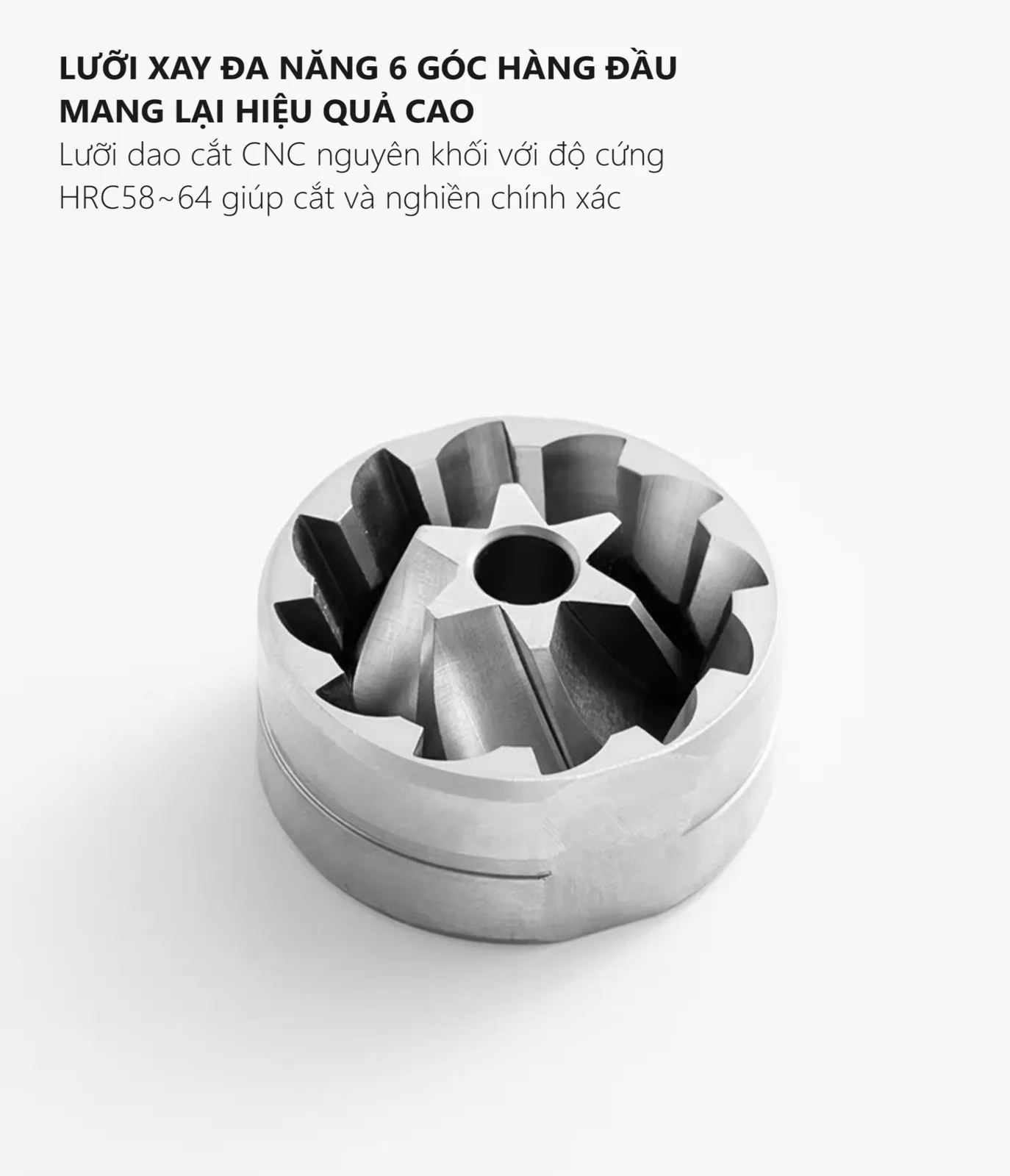Lưỡi xay 6 góc cắt CNC nguyên khối HRC58 64 của cối xay tay M3 Pro CAFE DE KONA