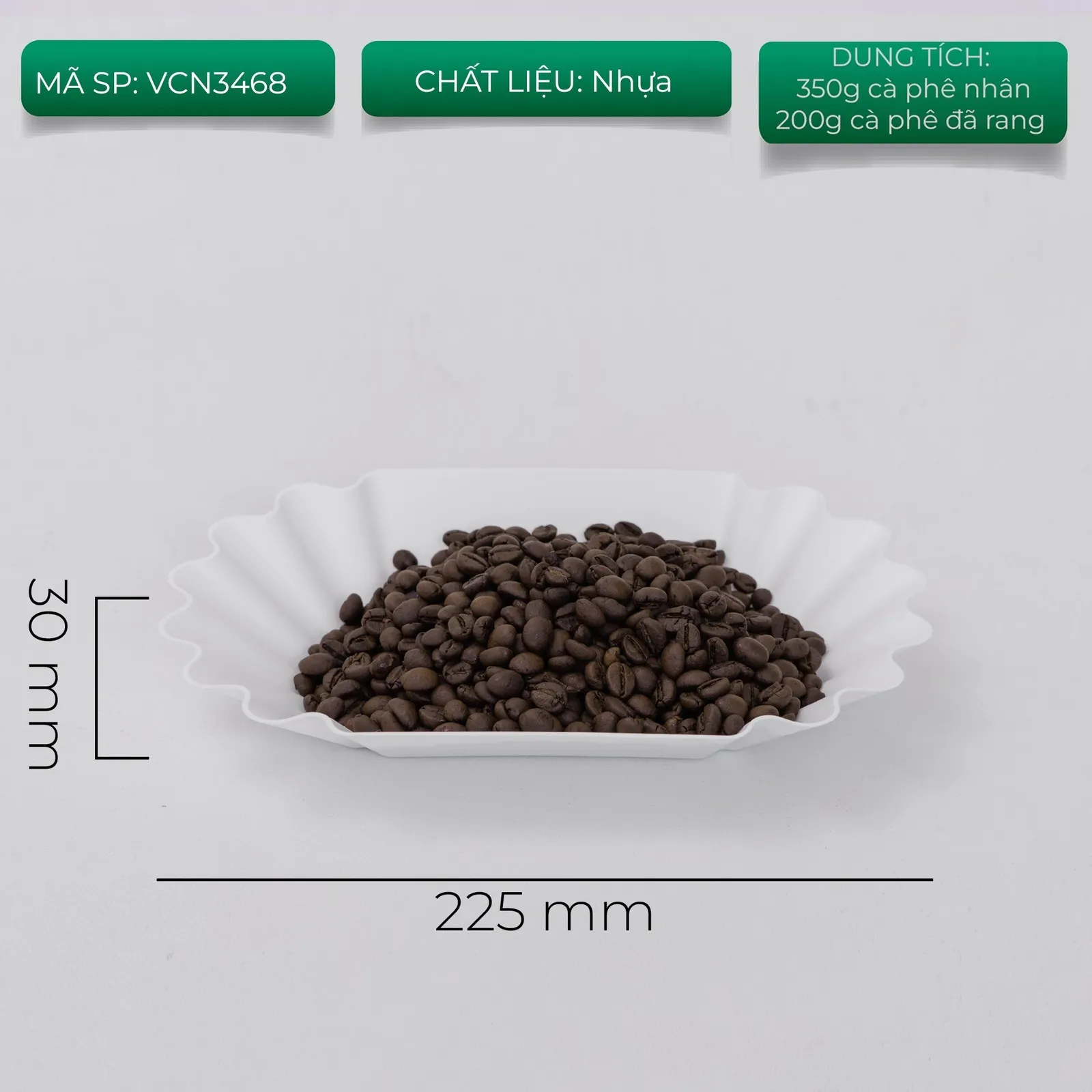 Thẻ thông số khay cupping V3 mã VCN3468 màu trắng dài 225mm cao 30mm