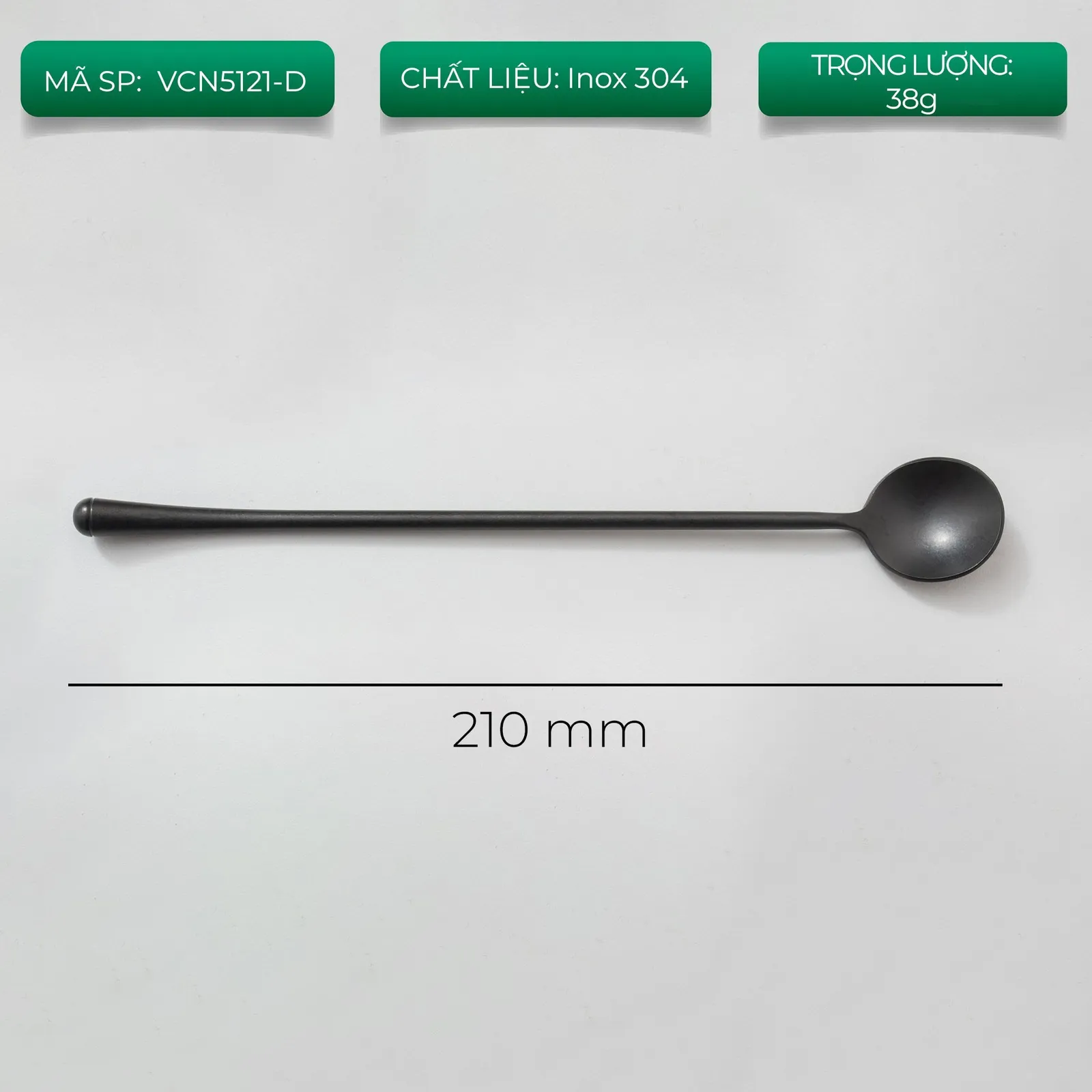 Muỗng cà phê inox sơn nhám 21cm bốn màu bạc đen vàng đồng ảnh 5