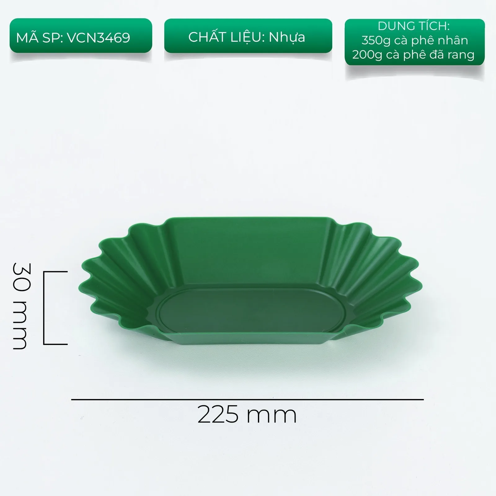 Thẻ thông số khay cupping V3 mã VCN3469 màu xanh lá dài 225mm cao 30mm