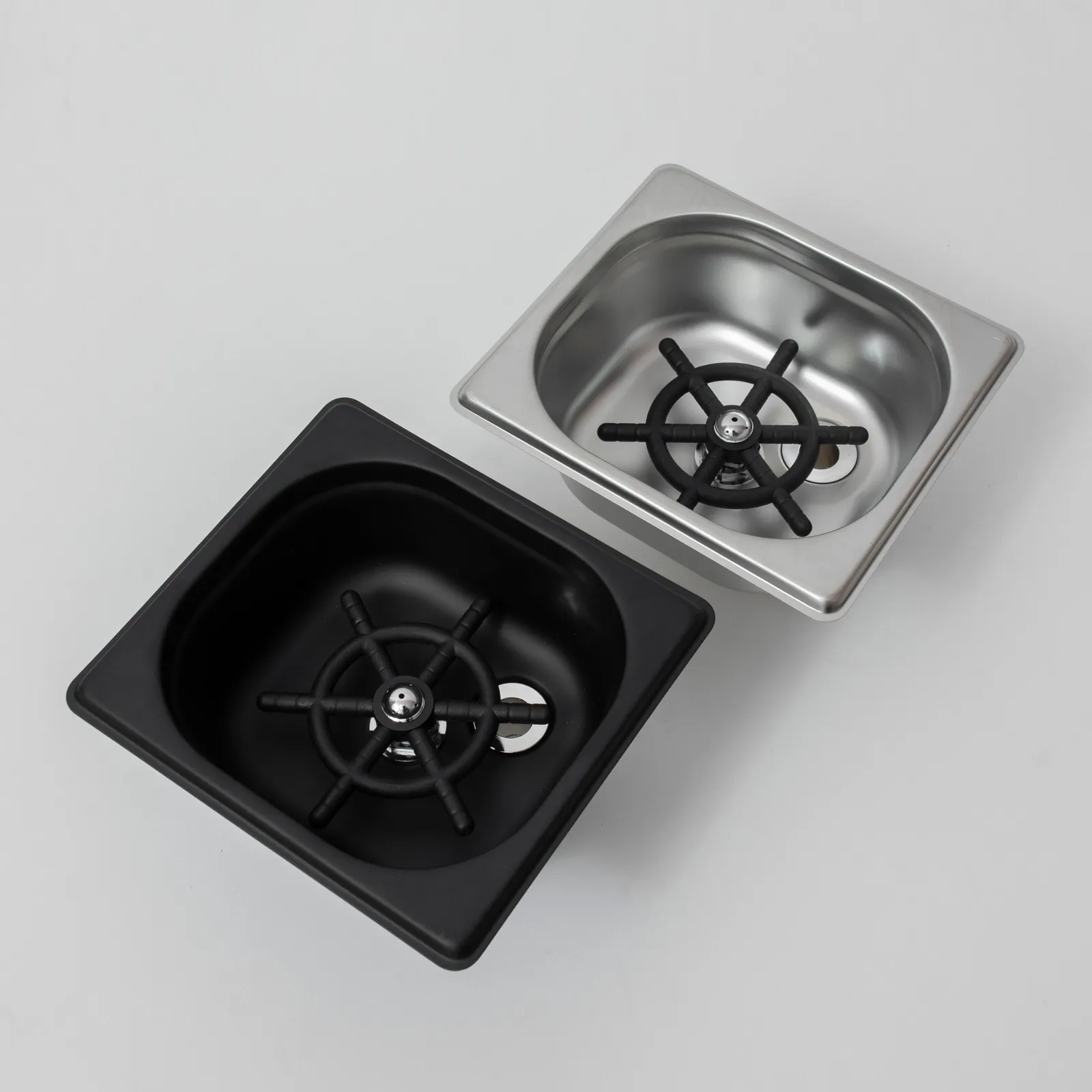 Bồn rửa ca ly quầy bar âm sàn inox 304 mã B1208 hai màu bạc và đen