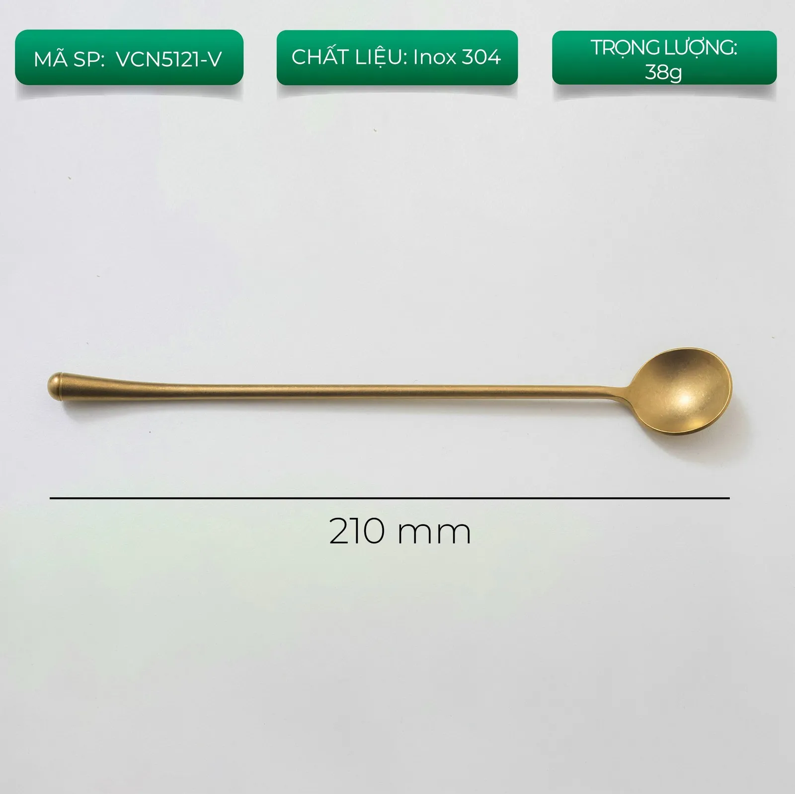 Muỗng cà phê inox sơn nhám 21cm bốn màu bạc đen vàng đồng ảnh 7