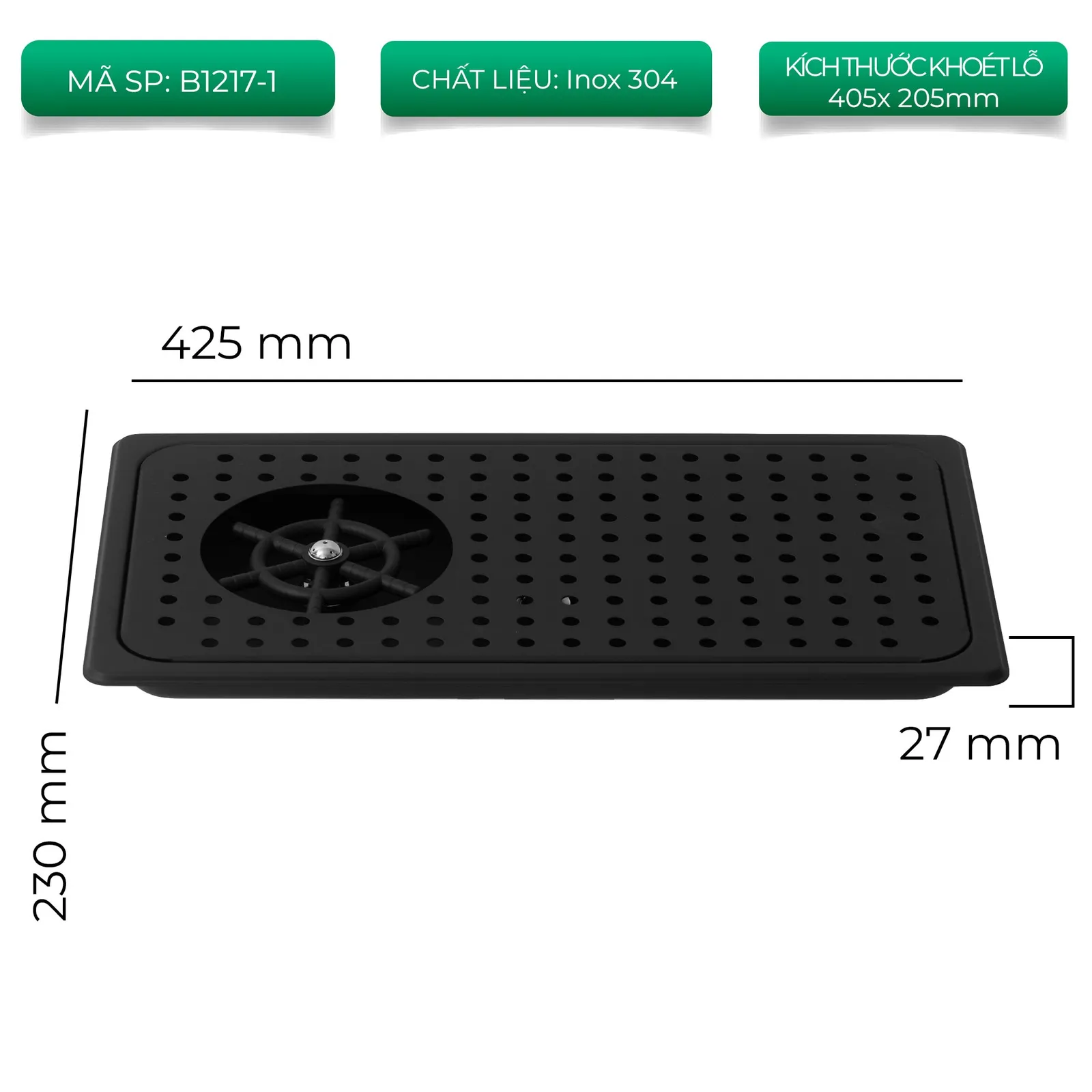 Úp ngược ly lên vòi phun của khay rửa ca ly quầy bar âm sàn inox 304 mã B1217 để tráng