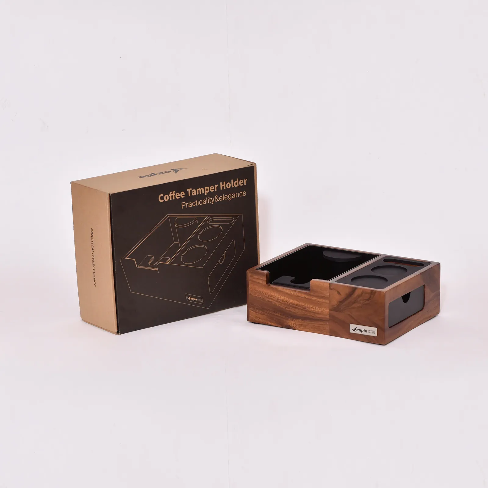 Bàn đế nén cà phê Feepie cùng hộp giấy đóng gói Coffee Tamper Holder chính hãng