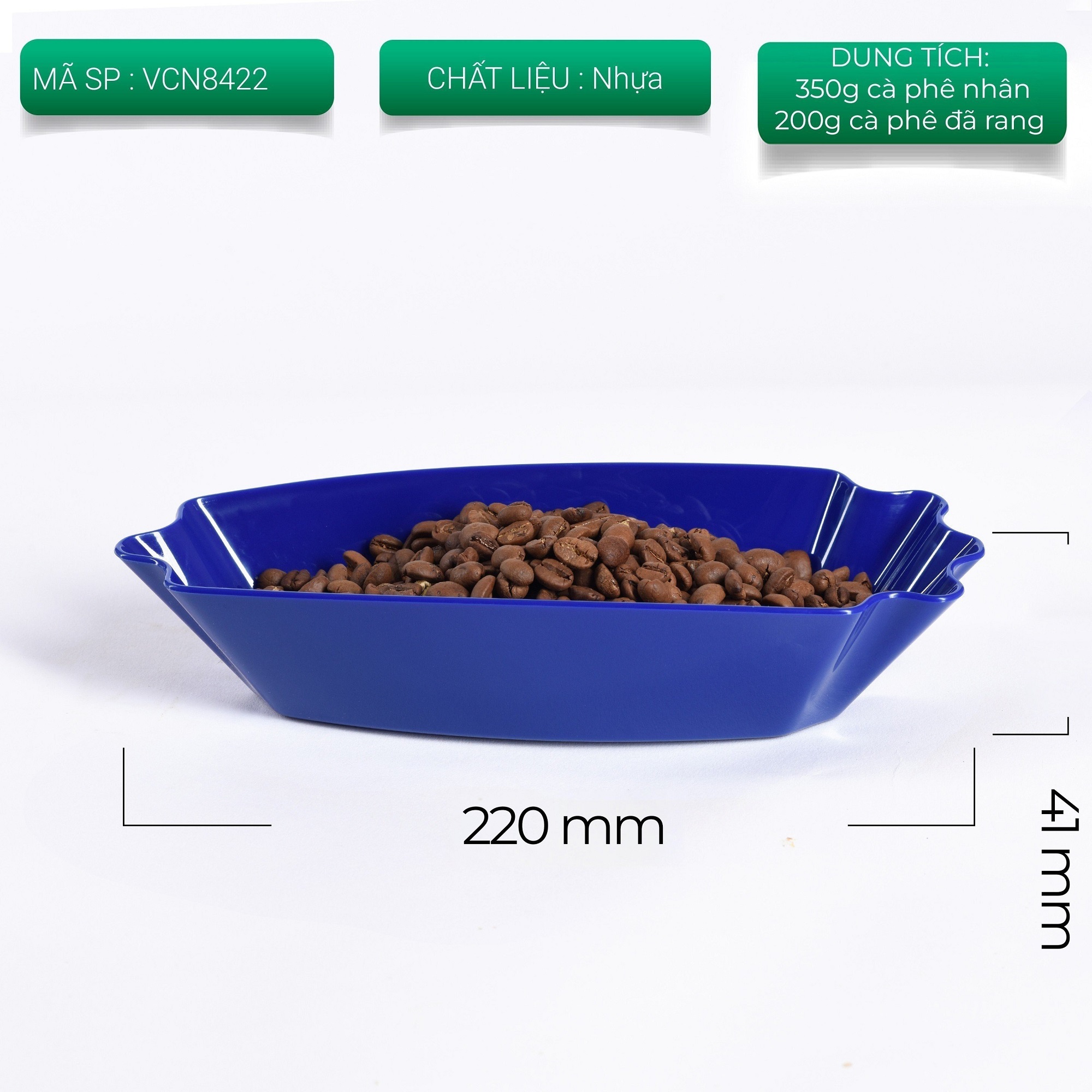 Khay nhựa cupping V1 màu xanh dương mã VCN8422 kích thước 220mm x 41mm