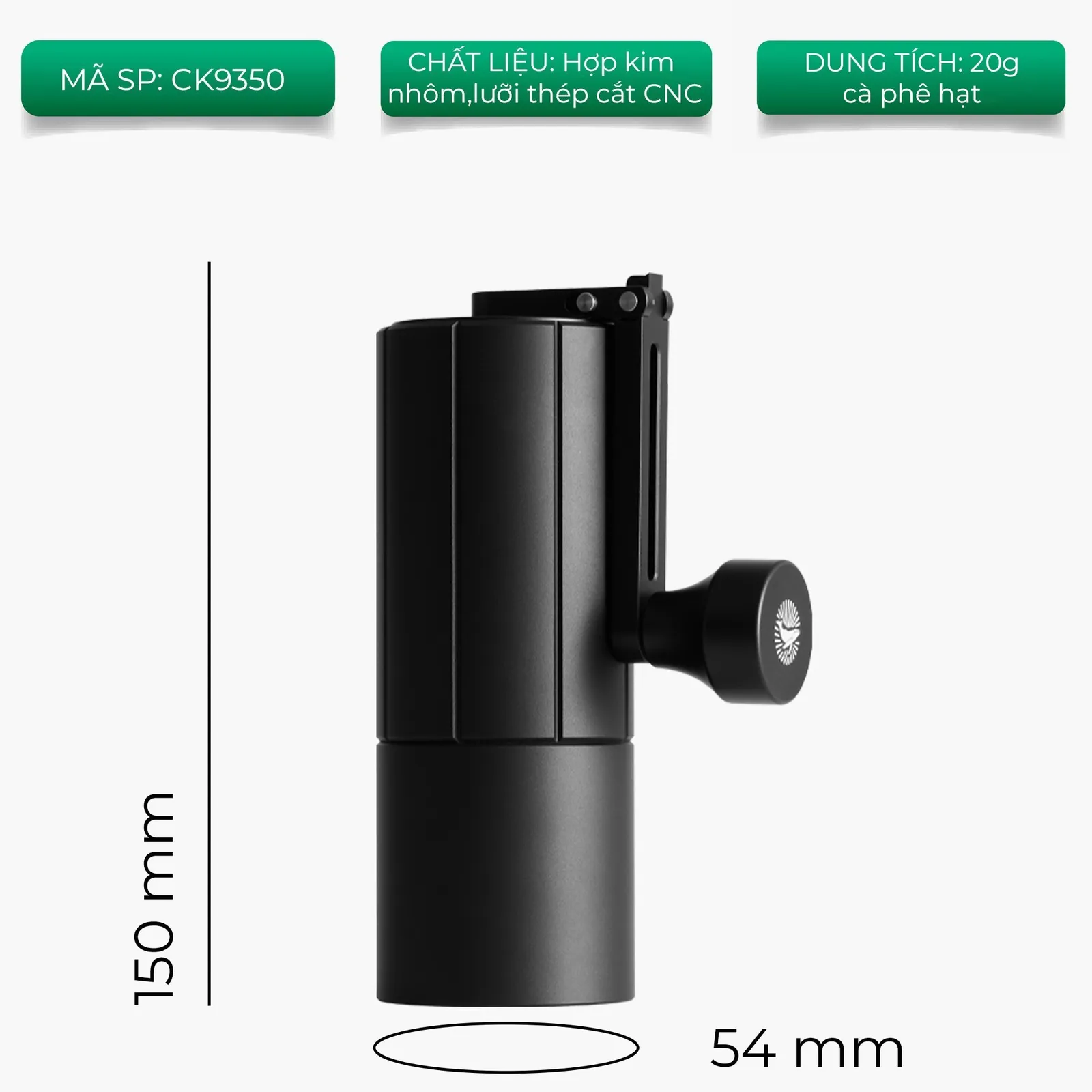 Hai cối xay tay M3 Pro CAFE DE KONA màu bạc và đen đặt trên mặt kính