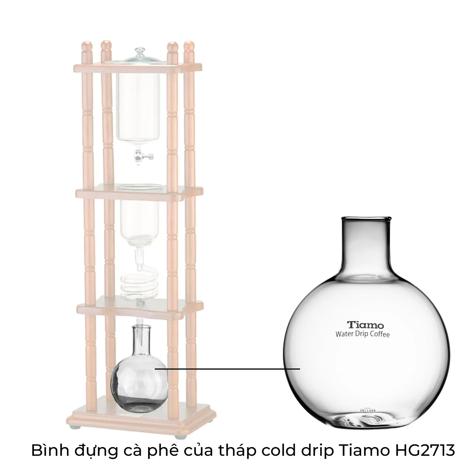 Bình thuỷ tinh hứng cà phê HG6353 tháp cold drip Tiamo HG2713 775ml