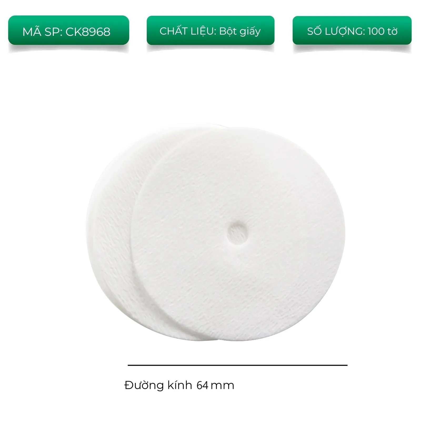 Thẻ thông số giấy lọc phin mã CK8968 chất liệu bột giấy số lượng 100 tờ đường kính 64mm