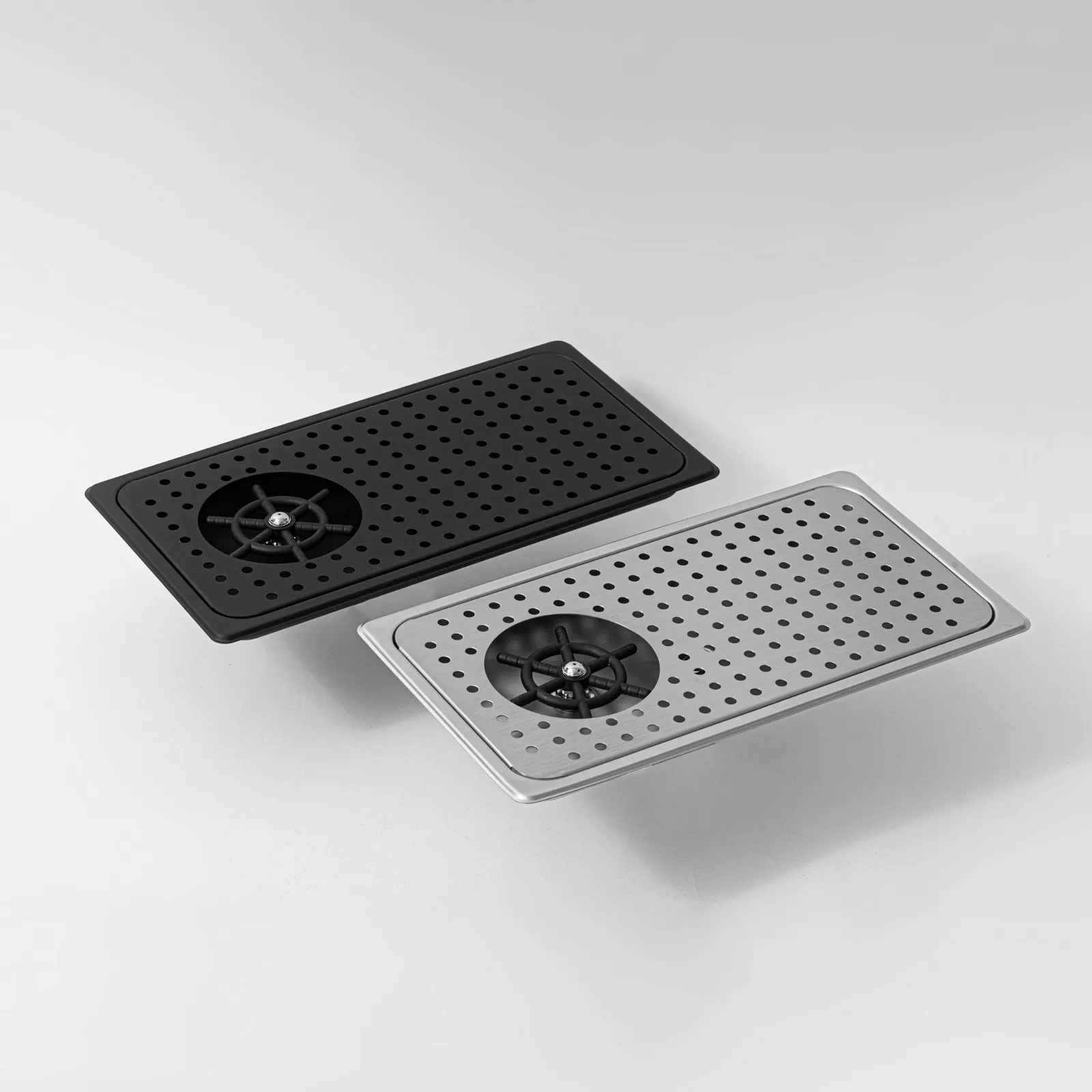 Khay rửa ca ly quầy bar âm sàn inox 304 mã B1217 hai màu bạc và đen